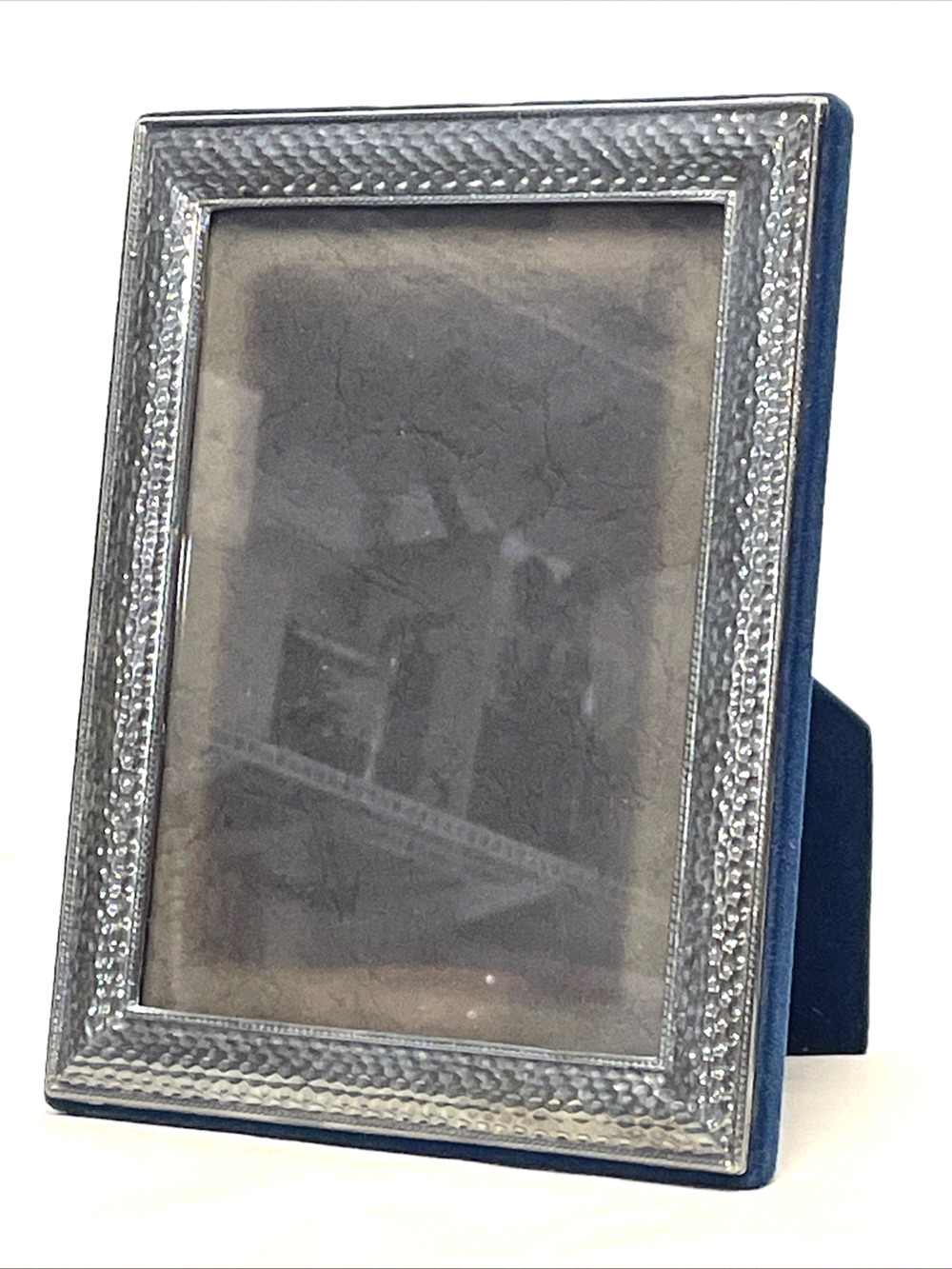 JR Signed 925 Sterling Silver Picture Frame 5x7 Photo Blue Velvet 340g